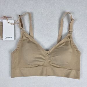 Quince Pumping and Nursing Bra Women's Size Small Beige Wireless Padded NEW